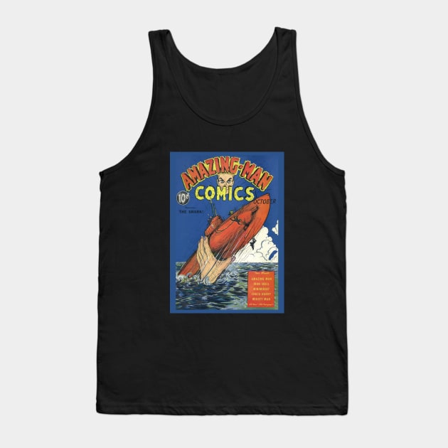 Amazing Man Retro Comic Cover Vol 6 Tank Top by Pixels Pantry